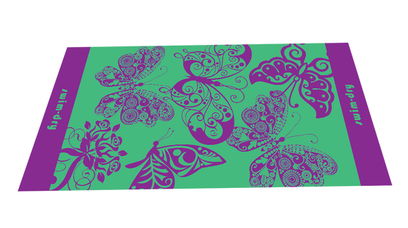 Swimdry Sea Breeze Towel: Butterflies - Jade and Purple