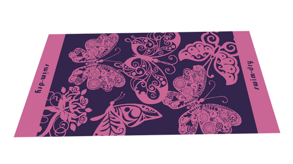 Swimdry Sea Breeze Towel: Butterflies - Pink & Purple
